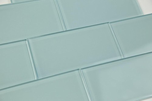 Light Astoria Blue Glass Subway Tile Popular Kitchen backsplashes and Bathroom, Sample