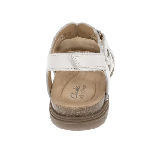 Clarks Clarks Collection Women's April Belle Flat Sandal, White Leather, 11 Medium US