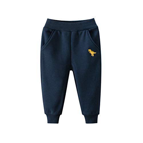 Toddle Boys Plush Sweatpants Dinosaur Pattern Elastic Sweatpants Kids Casual Loose Sport Jogger Pants with Pocket