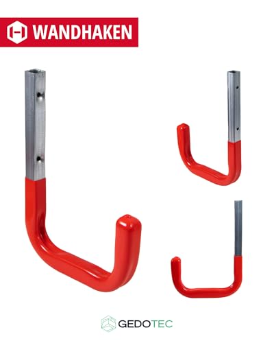 Gedotec Wandhalterung - Wandhaken zum Schrauben Stahl verzinkt gummiert | MONO | 2 Stück Gerätehaken Länge: 80 mm inkl. Befestigungsmaterial | Allzweckhaken aus Metall | Wandhalterung Garage