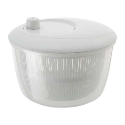 Juxkov 野菜水切り器 サラダスピナー 野菜脱水器家庭用サラダ水切り神器大サイズ二重洗い野菜水切りかご (ホワイト 5L)