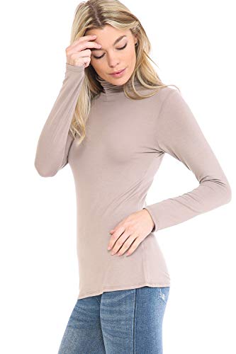 Image of Women's Lightweight Long Sleeve Turtleneck Top Pullover Sweater (S-3XL)