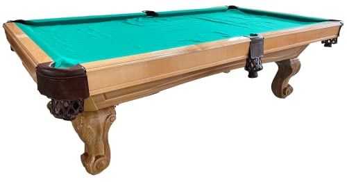 8 Ft. Turnierbillard Billardtisch mit 3cm starken Schieferplatten Billard Modell Nr.:14 Tuchfarbe Grün, Poolbillard Gestellfarbe: Natur