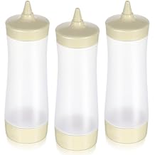 3Pcs Squeeze Sauce Bottles Plastic Condiment Dispensers for Ketchup Mustard Jam Bbq 7.5 Inch Leakproof Kitchen Bottles for Home and Outdoor Use