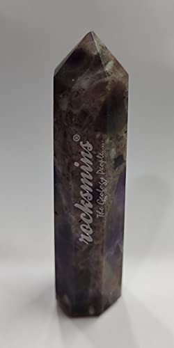 Matita a torre con bacchetta di ametista naturale, 7,6 cm, pietra semi preziosa originale per attirare una maggiore energia spirituale Reiki, cristallo chakra bilanciamento