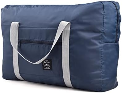 Foldable Travel Duffel Bag Waterproof Luggage Sports Gym Water Resistant Nylon Tote Carry-on Bags for Women and Girls Travel, Holiday, Shopping, Gym(Navy)