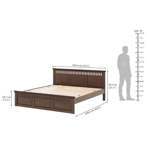 Image of Wakefit Bed | King (78x72) Solid Wood Bed Without Storage | 3 Year Warranty | Pegasi - Irish Walnut