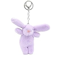 ZOONAI Cute Bunny Plush Keychain for Backpack, 3.5\" Inch Mini Rabbit Bag Purse Charm Decoration for Women Girls