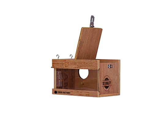 Image of CRIBFACTORY African Lovebird Nesting Box | Bird Breeding Box 10x6x6 | Wooden Cage Nest | Glass Window Without Slider | Safe Non-Toxic | Easy to Mount | Aviary Nesting Box