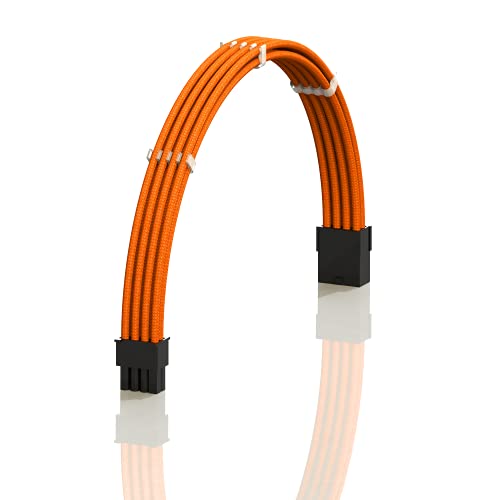 Image of LINKUP - PCI-E 8 (6+2) P GPU PSU Power Supply Braided Sleeved Custom Mod PC Extension Cable w /Combs┃Strong & Stiff Design┃Single Pack┃30CM 300MM - Orange