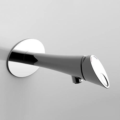 壁取り付け式バスルーム洗面台用蛇口 温水・冷水混合水栓 真鍮製 ブラック/クローム/ブラッシュドゴールド(Chrome)