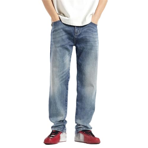 Men's Wide Leg Pants Baggy Jeans Straight Loose Lyocell Stretch Light Denim Pants