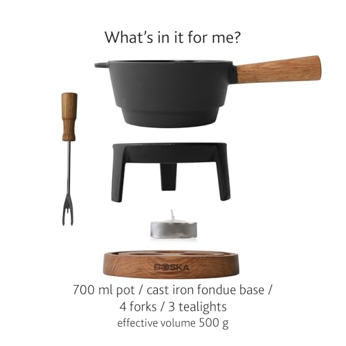 Image of Boska Cheese Fondue Party Set - Fondue Pot Set Microwave Safe Ceramic Hot Pot Chocolate Fountain Snack - Wedding Registry Items Small Kitchen Appliances for up to 4 Persons