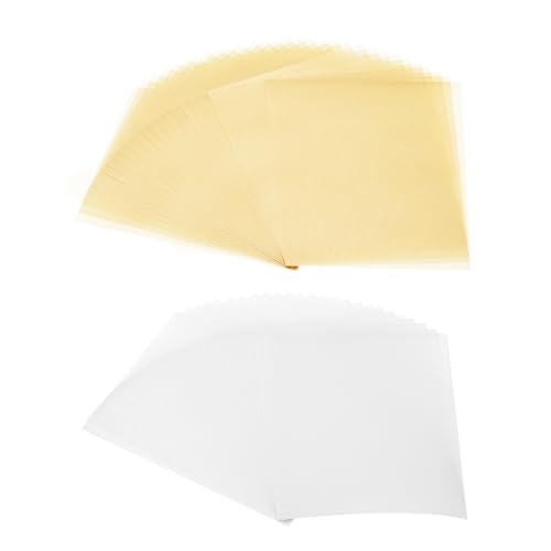 PATIKIL 60 Hojas De Papel Vitela 8.5x11 Pulgadas Papel Translúcido Imprimible 100GSM De Colores Para Invitaciones Impresión Laser InkJet Fabricación De Tarjetas Calco Beige Dorado/Blanco