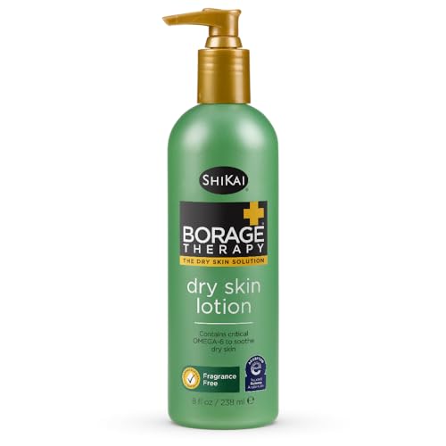ShiKai - Borage Therapy Plant-Based Dry Skin Lotion, Soothing & Moisturizing Relief For Dry, Irritated & Itchy Skin, Non-Greasy, Sensitive Skin Friendly (Unscented, 8 Ounces)