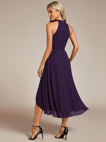 Image of Ever-Pretty Women's Halter Chiffon Midi Cocktail Wedding Guest Dress