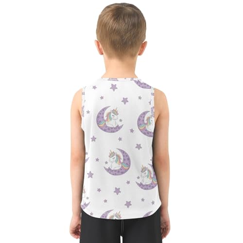 J JOYSAY Cartoon Unicorn Moon Star Boys Tank Top Sleeveless Muscle Shirts Quick Dry Workout Sport Active Kids T-Shirts 3-15T3