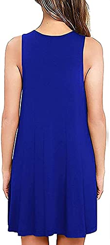 Image of Women Summer Casual T Shirt Dresses Beach Cover Up Loose Tank Dress with Pockets