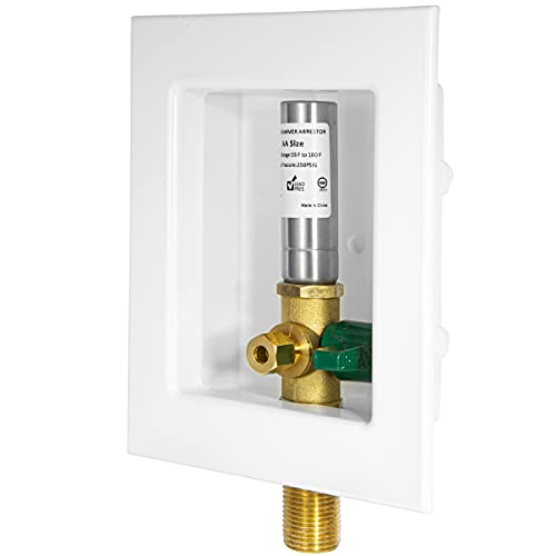 EFIELD Wstępnie zmontowane pudełko wylotowe do kostkarki do lodu, pot 1/5.1 cm z zainstalowanym 1/4-obrotowym zaworem kulowym, biały (ogranicznik młota ze stali nierdzewnej)