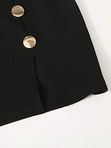 Button Up Split Hem Mini Skirt4