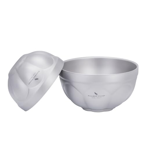Boundless Voyage 500ml 800ml Titanium Double Walled Camping Bowls Rice Soup Oatmeal Yogurt Serving Bowl Ultralight Tableware, Dishwasher Safe Ti1173T