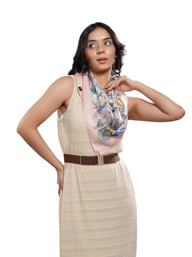 Image of Printed Poly Silken feel Scarf Stole for Women | Stylish, Soft, & Lightweight | Satin Feel Neck Scarf, Hair Scarf, Head Scarf for Women | Square Silk Stole for Handbag