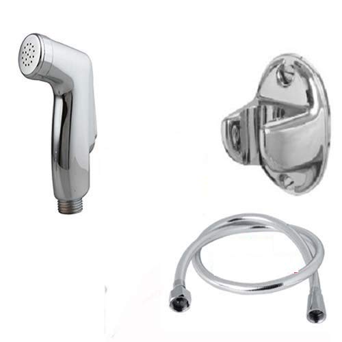 SHRUTI Pvc Health Faucet Cohler Type With 1Mtr Full Silver Shower Tube & Chrome Plated Stand (1178-1165)
