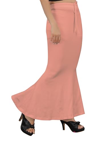 Image of Women's Polyester Blend Shapewear Patticoat Fishcut Flare Pattern Stretchable Drawstring Waist Maxi Length and Slim Fit Body Shaper Peticoat for Saree Daily Use Peticoat