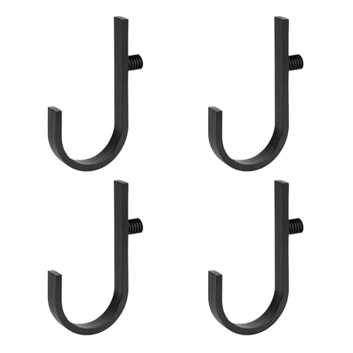 QSYZAIL 4 PCS J-Hook Shed Hooks Compatible with Suncast/Craftsman - Heavy-Duty Garage & Garden Storage Organizers for Tools, Ladders, Ropes - Space-Saving Black Plastic Accessories
