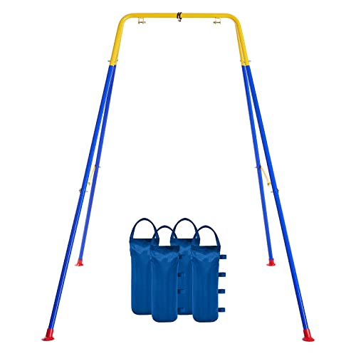 FUNLIO Foldable Swing Stand for Kids with 4 Sandbags, Heavy Duty Metal A-Frame Indoor/Outdoor for Backyard, Suitable Most Toddler/Baby Jumper/Hammock Chair