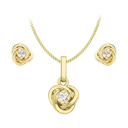Carissima Gold - 1.45.1544 - Parure Collier et Boucles d'oreilles Femme - Chaîne - Or jaune (9 cts) 1.44 Gr - Oxyde de zirconium