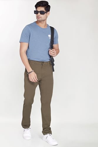 Image of DIVISIVE Men's Regular Fit Cotton Chinos Trousers Pants
