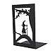 2 Pairs Metal Heavy Duty Bookends, Adjustable Anti Static Slim Book Shelf Holders with Anti Slip Foam Pads, Decorative Book Ends for Office School Home Library(Witch)