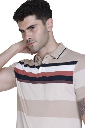 Image of SANE ORIGINALS T-Shirt for Men with Pocket || Textured Striped Polo for Men