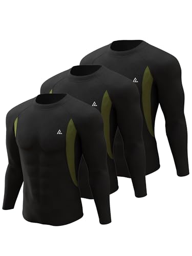 CL convallaria Sous-vêtements thermiques pour homme - Haut thermique - Intérieur en polaire - Sous-vêtements fonctionnels - T-shirt thermique à manches longues pour l'hiver, 3 pièces - Noir, M