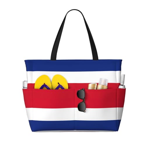 Flag Of Costa Rica Large Capacity Foldable Tote Bag Women Beach Tote Bag Handbag Gym Bag Travel Shopping Bag