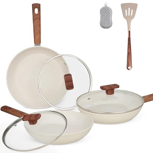 La mejor selección de Juego rojo negro Top 5. 49 Sartenes Antiadherentes 8 Piezas, Sartenes con Recubrimiento Antiadherente con Tapa (20 cm y 24 cm y 28 cm), Para Freír Huevos, Tortitas, Batería de Cocina Apto Estufa de Gas,...