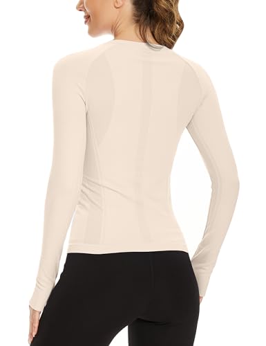 Image of MathCat Workout Shirts for Women Long Sleeve, Workout Tops for Women, Quick Dry Gym Athletic Tops,Seamless Yoga Shirts XS-XL