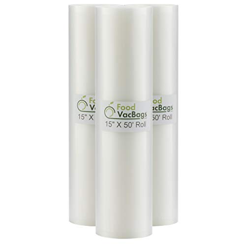3 - 15"x50' Vacuum Sealer Rolls Commercial Grade Embossed Vacuum Seal Bags