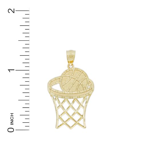 Gold Basketball Hoop Charm - Basketball Pendant -10 Karat Solid Gold - Sports Necklace2