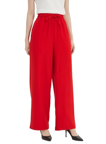 Tronjori Womens Palazzo Wide Leg High Waist Casual Lounge Pant with Drawstring