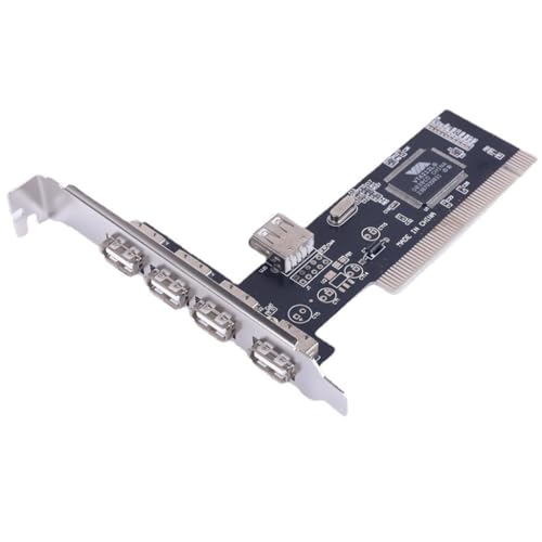 Xbiez 4-Port USB 2.0 PCI Adapter, PCI to USB, 480Mbps, Compatible with Windows 98/ME/2000/XP/Vista, Supports USB 1.1/2.0 Devices