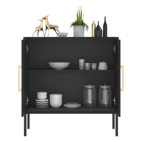 Novamaison Sideboard Buffet Cabinet, Black Storage Cabinet With 2 Doors And Adjustable Shelves, Accent Cabinet For Dining Room,Hallway #TOP4