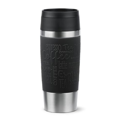 Tefal Travel Mug Classic Black, Comfort Screw Lid, Quick Press, Soft-Touch Sleeve, Travel-Ready, Reusable, 100% Leak-Proof, Keeps Drinks Cold (8 hrs) and Hot (4 hrs), 360° Drinking, N2020210
