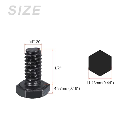 Image of METALLIXITY Hex Head Bolts (1 /4-20 x 1 /2 inch) 10Pcs, 304 Stainless Steel 18-8, Fully Threaded, External Hex Drive, Hex Head Screw Bolt, Black Oxide