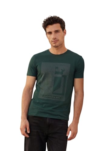 Image of Louis Philippe Men's Slim Fit Signature Graphic Print Premium Breathable Cotton, All Day Comfort Half Sleeve Crew Neck Tshirt