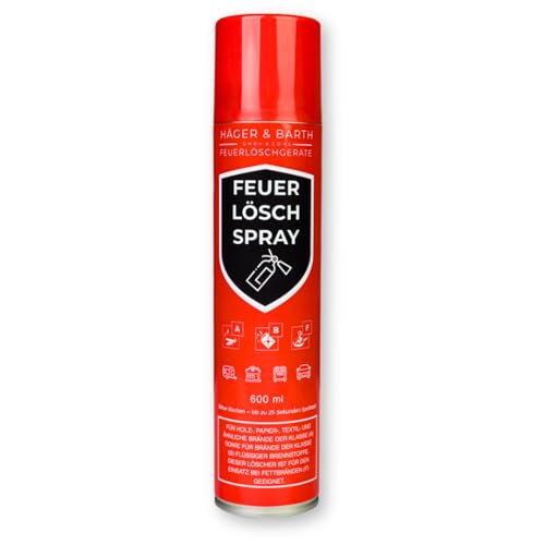 Häger - Feuerlöschspray ABF 600 ml - Geeignet für Haushalt, Küche & Auto - Löschspray 25 Sekunden Sprühzeit - Feuerlöscher zum löschen Kleiner Brände - Gegen Entstehungsbrände & Fettbrände