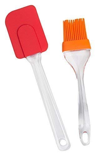 Wofier Flexible Silicone Spatula and Pastry Brush Set for Cake Mixer, Decorating, Cooking, Baking, Glazing and Barbecuing (2 PCS)