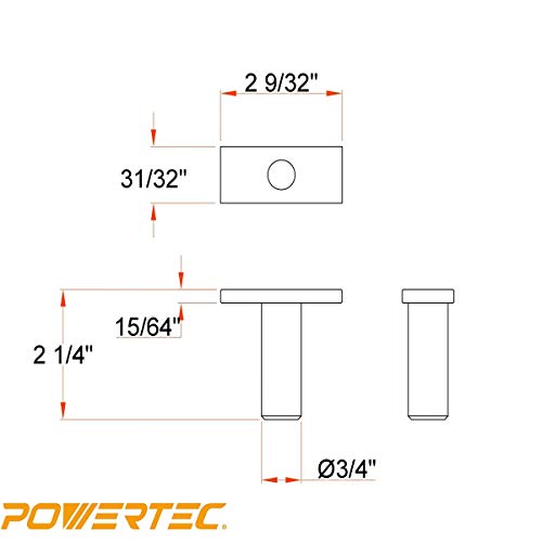 POWERTEC 71467 Solid Steel Bench Dog