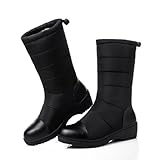 [Hanani] ブーツ レディース スノーブーツ長靴 フィッシングブーツ 防水 厚底 防寒靴 冬 超軽量 滑り止め ダウンブーツ 大きいサイズ ブラック 23.5cm